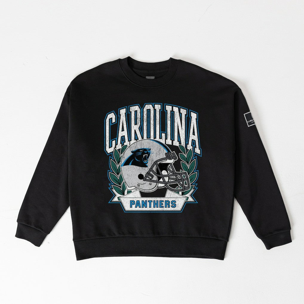Carolina Panthers Gameday Couture Women's Oversized Victory Lane Black Label Premium Fleece Sweatshirt - Black Sweatshirts