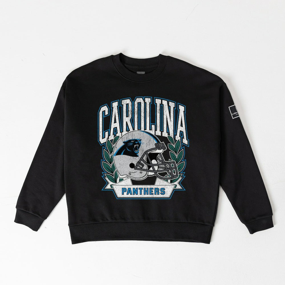 Carolina Panthers Gameday Couture Women's Oversized Victory Lane Black Label Premium Fleece Sweatshirt - Black Sweatshirts