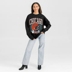 Chicago Bears Gameday Couture Women's Oversized Victory Lane Black Label Premium Fleece Sweatshirt - Black Sweatshirts