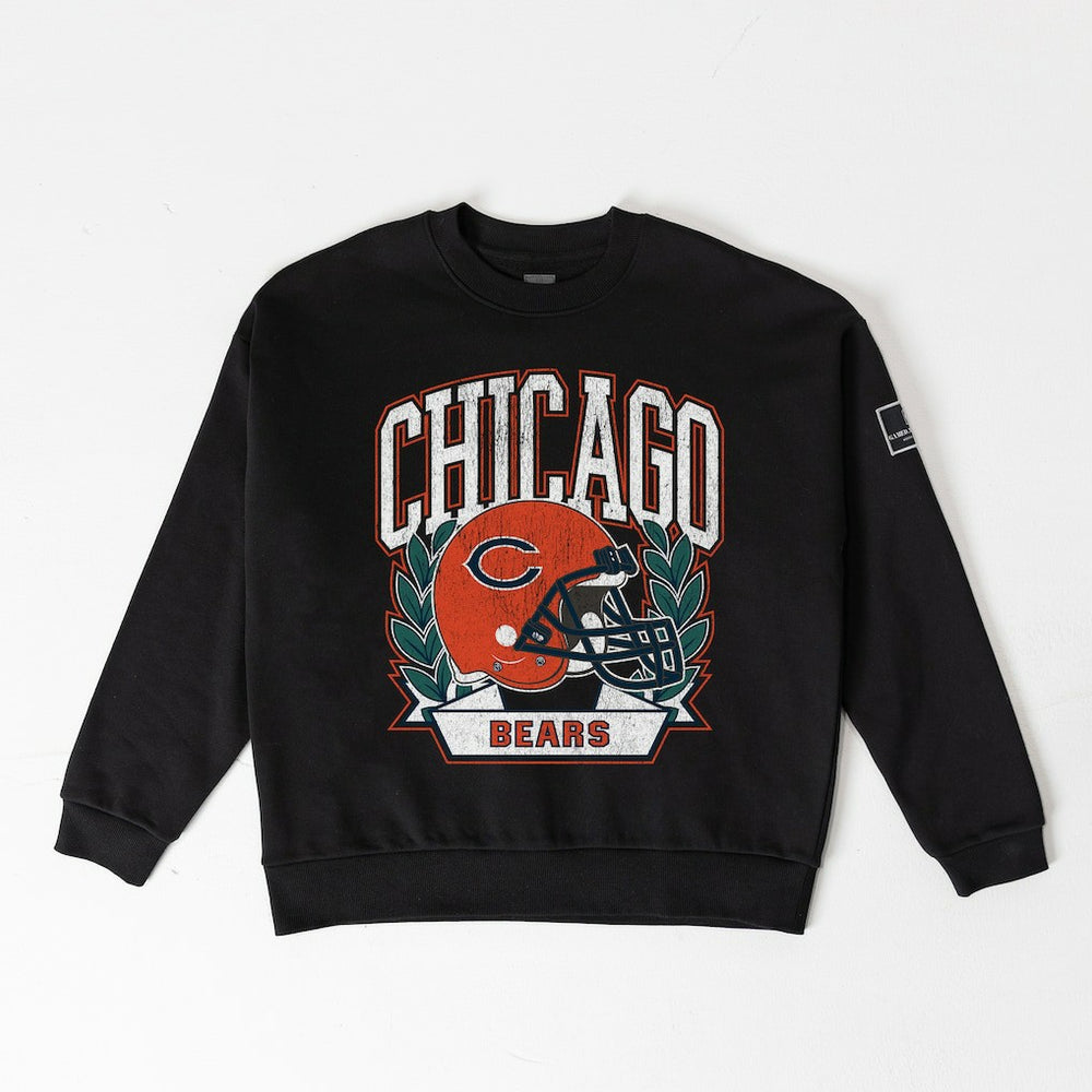 Chicago Bears Gameday Couture Women's Oversized Victory Lane Black Label Premium Fleece Sweatshirt - Black Sweatshirts