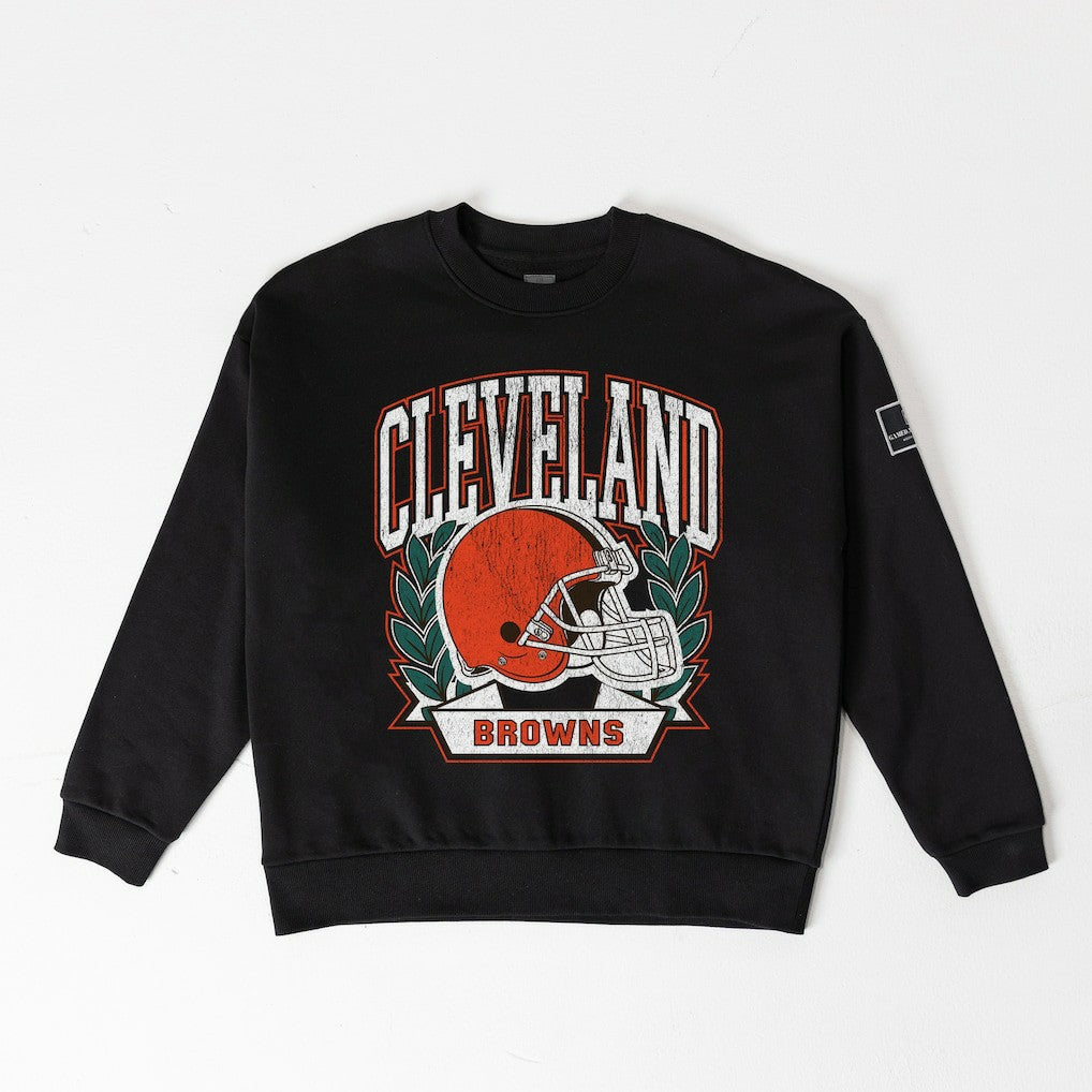 Cleveland Browns Gameday Couture Women's Oversized Victory Lane Black Label Premium Fleece Sweatshirt - Black Sweatshirts