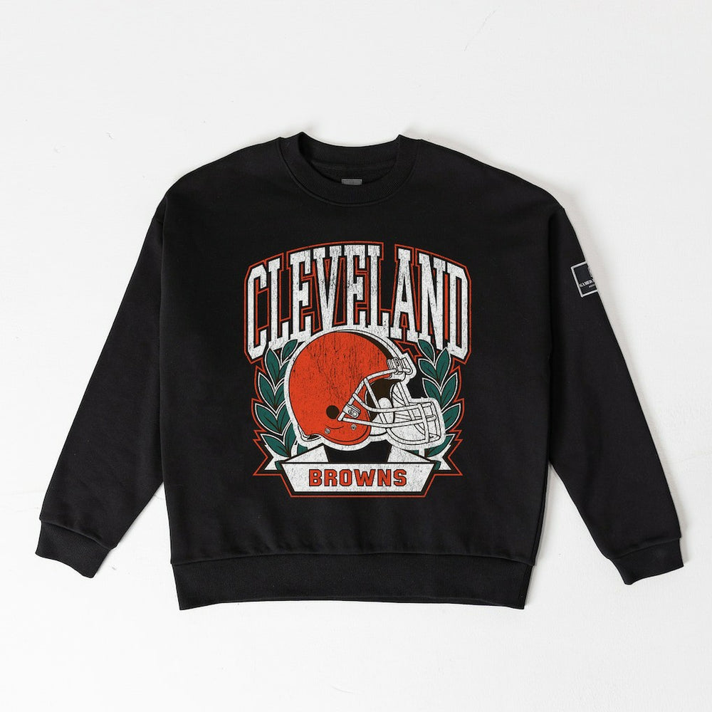 Cleveland Browns Gameday Couture Women's Oversized Victory Lane Black Label Premium Fleece Sweatshirt - Black Sweatshirts