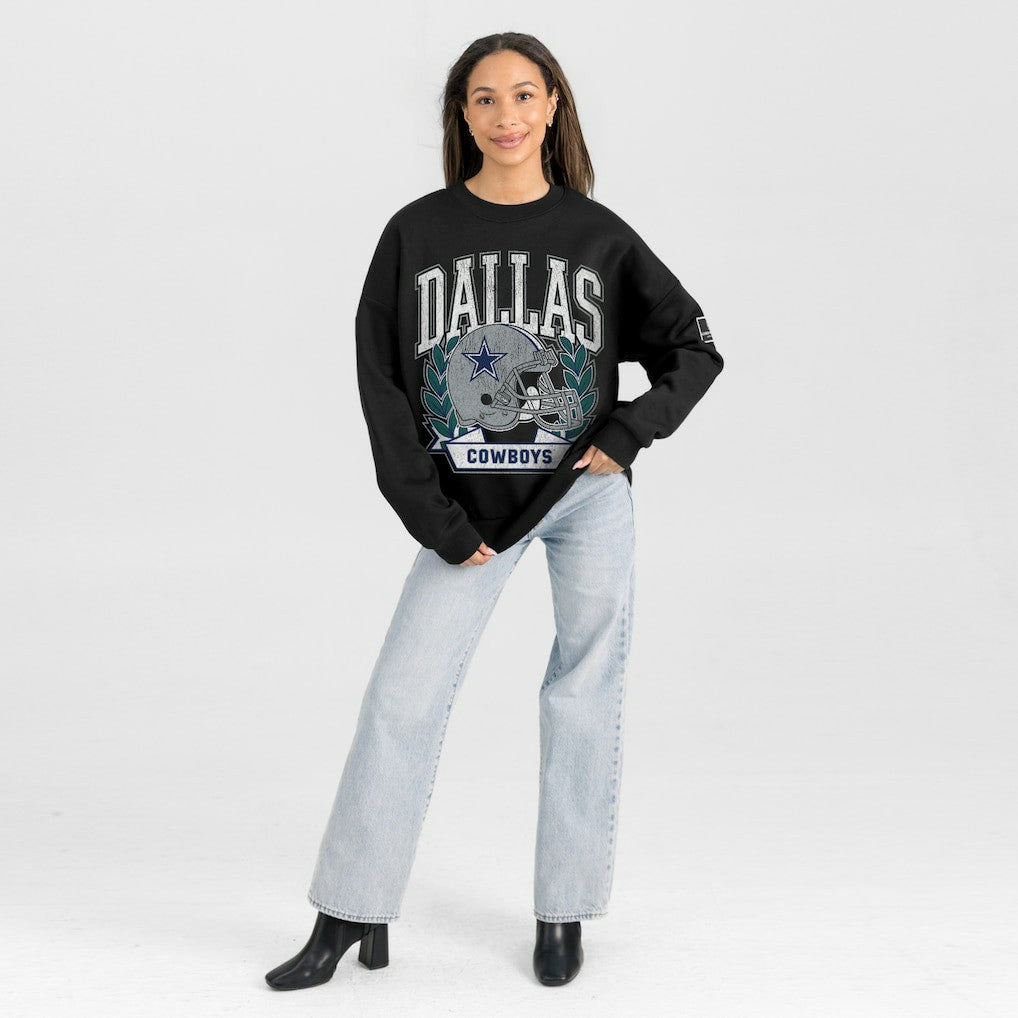 Dallas Cowboys Gameday Couture Women's Oversized Victory Lane Black Label Premium Fleece Sweatshirt - Black Sweatshirts
