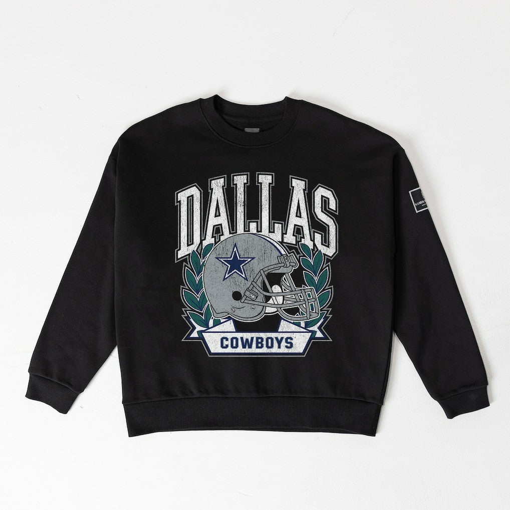 Dallas Cowboys Gameday Couture Women's Oversized Victory Lane Black Label Premium Fleece Sweatshirt - Black Sweatshirts
