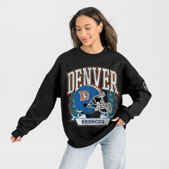 Denver Broncos Gameday Couture Women's Oversized Victory Lane Black Label Premium Fleece Sweatshirt - Black Sweatshirts