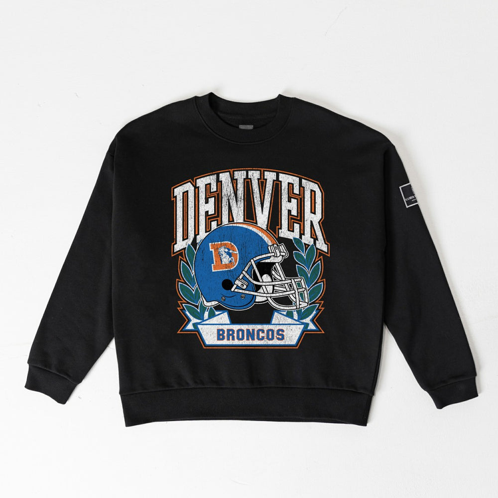 Denver Broncos Gameday Couture Women's Oversized Victory Lane Black Label Premium Fleece Sweatshirt - Black Sweatshirts