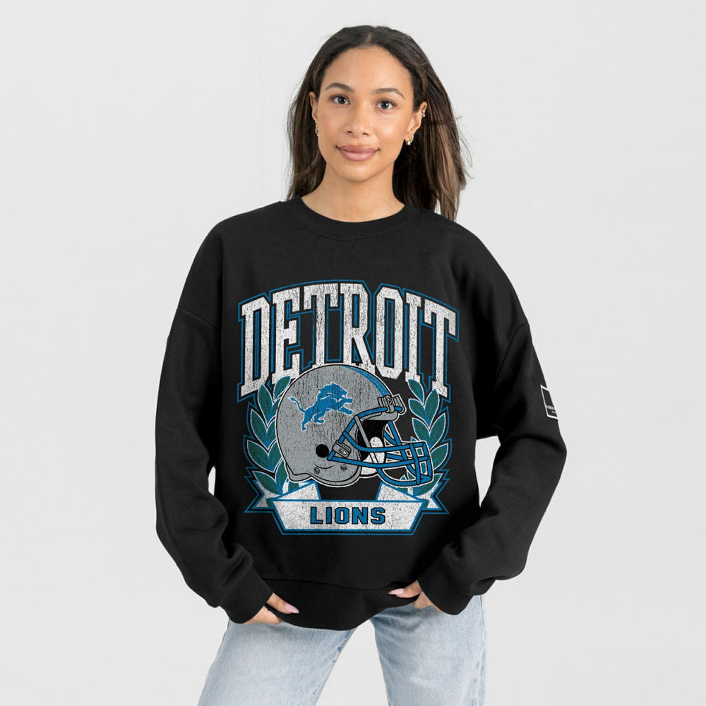Detroit Lions Gameday Couture Women's Oversized Victory Lane Black Label Premium Fleece Sweatshirt - Black Sweatshirts