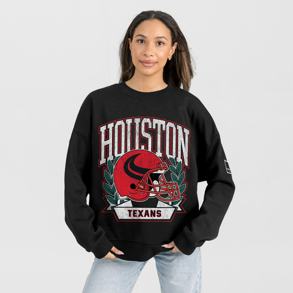 Houston Texans Gameday Couture Women's Oversized Victory Lane Black Label Premium Fleece Sweatshirt - Black Sweatshirts