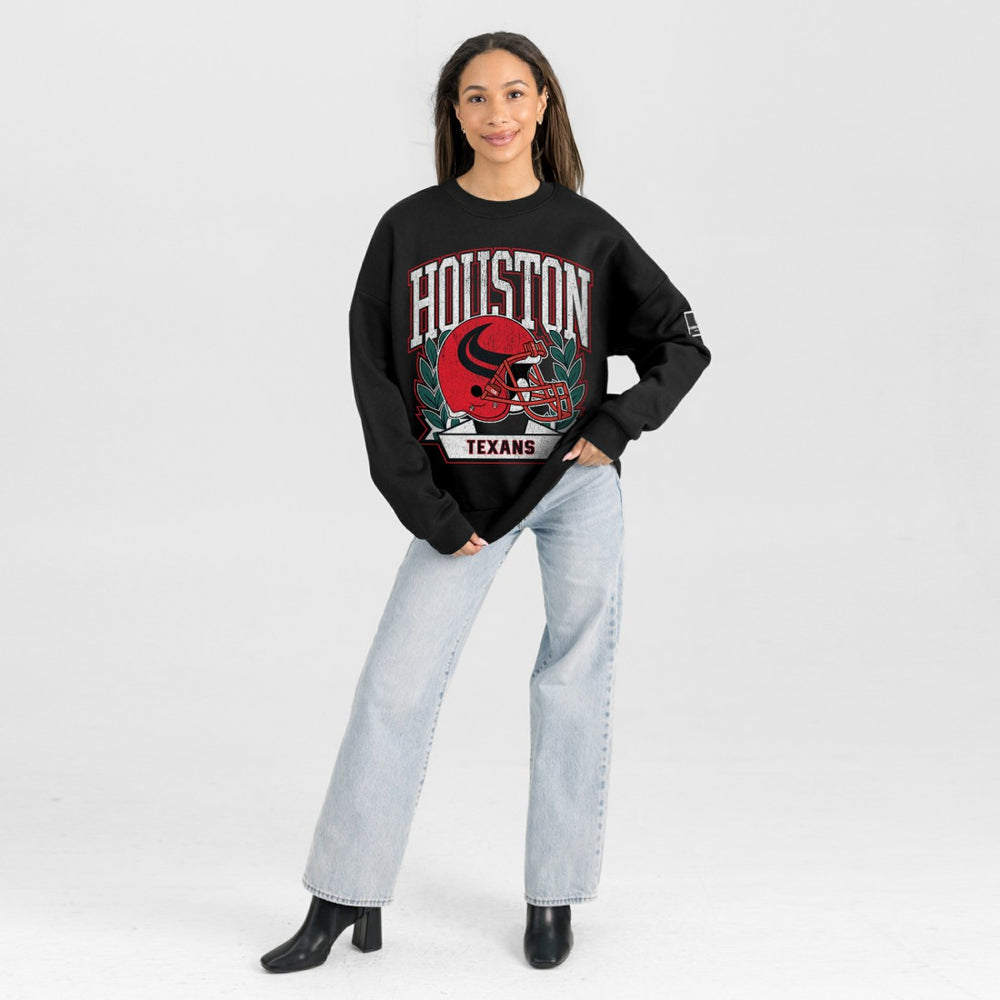 Houston Texans Gameday Couture Women's Oversized Victory Lane Black Label Premium Fleece Sweatshirt - Black Sweatshirts