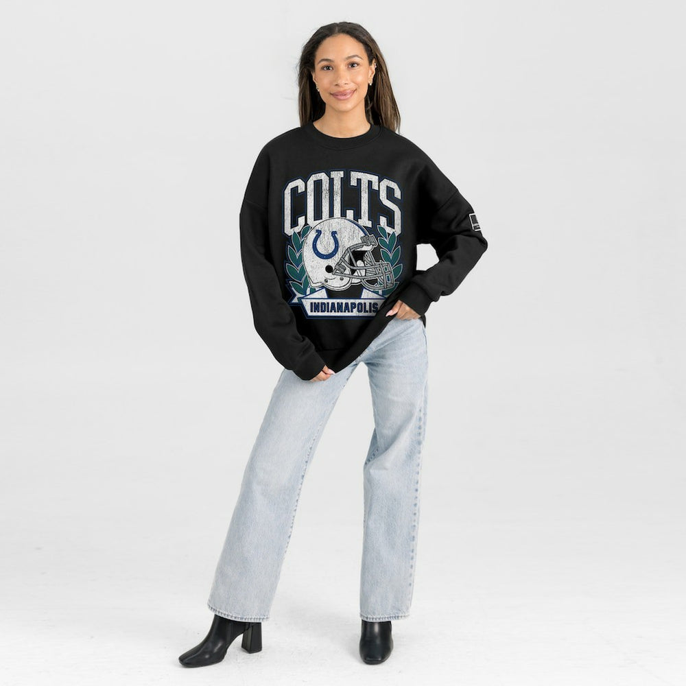 Indianapolis Colts Gameday Couture Women's Oversized Victory Lane Black Label Premium Fleece Sweatshirt - Black Sweatshirts