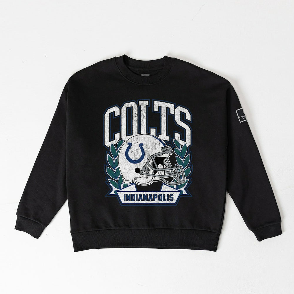 Indianapolis Colts Gameday Couture Women's Oversized Victory Lane Black Label Premium Fleece Sweatshirt - Black Sweatshirts