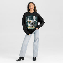Jacksonville Jaguars Gameday Couture Women's Oversized Victory Lane Black Label Premium Fleece Sweatshirt - Black Sweatshirts