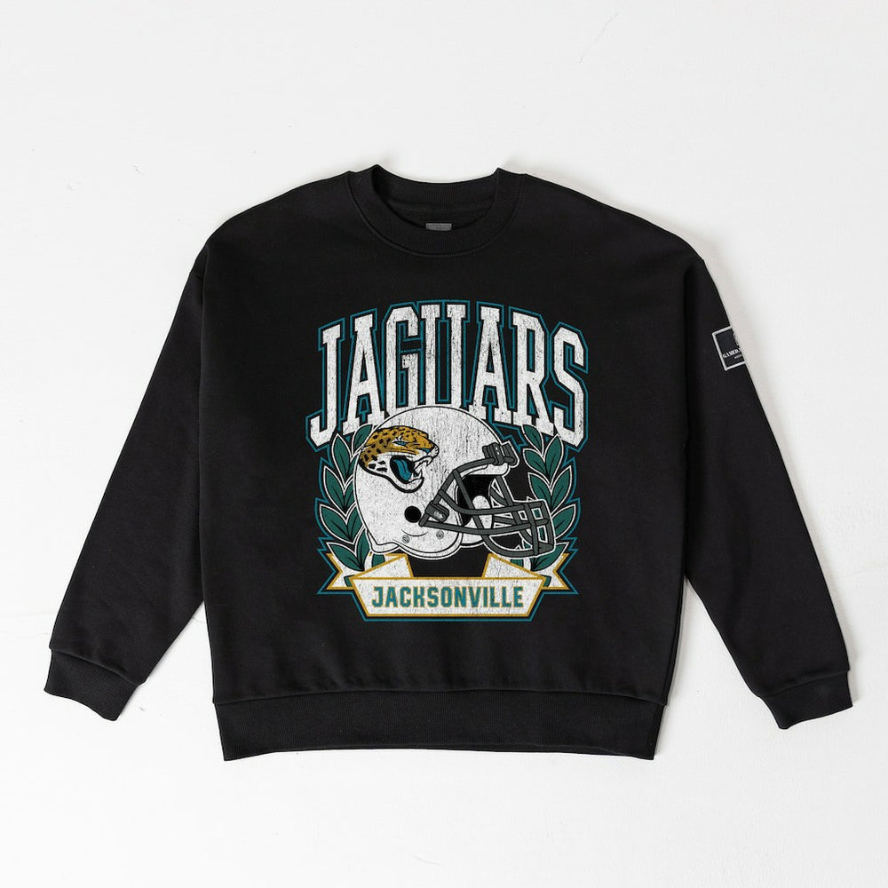 Jacksonville Jaguars Gameday Couture Women's Oversized Victory Lane Black Label Premium Fleece Sweatshirt - Black Sweatshirts