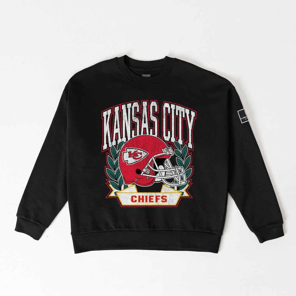 Kansas City Chiefs Gameday Couture Women's Oversized Victory Lane Black Label Premium Fleece Sweatshirt - Black Sweatshirts