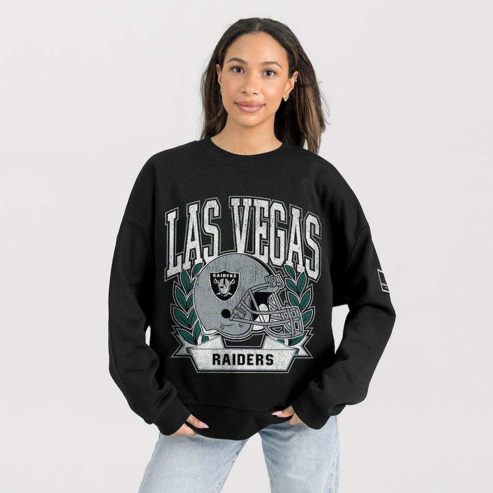 Las Vegas Raiders Gameday Couture Women's Oversized Victory Lane Black Label Premium Fleece Sweatshirt - Black Sweatshirts