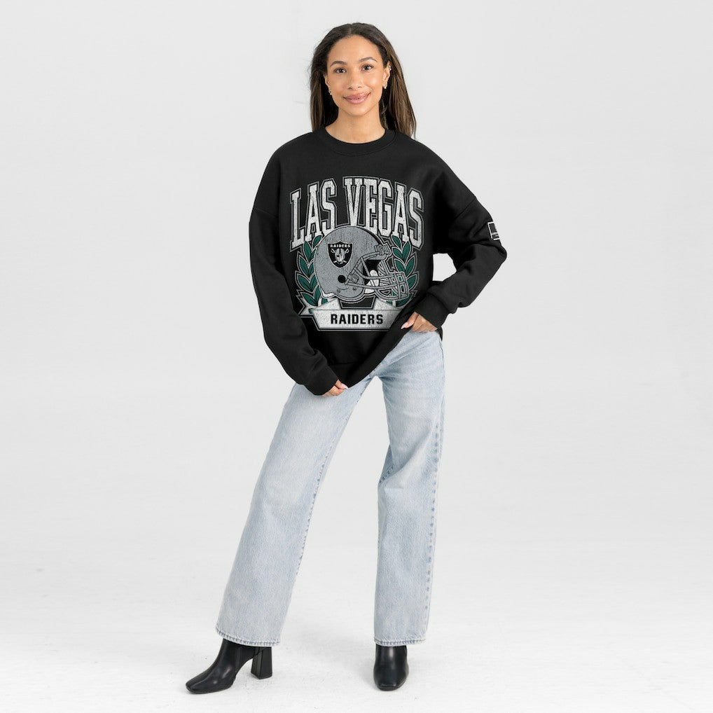 Las Vegas Raiders Gameday Couture Women's Oversized Victory Lane Black Label Premium Fleece Sweatshirt - Black Sweatshirts