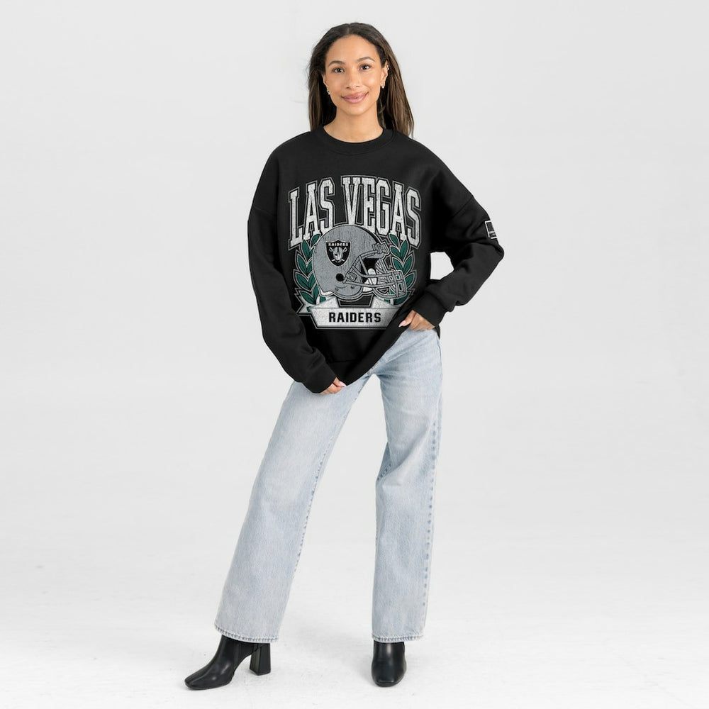 Las Vegas Raiders Gameday Couture Women's Oversized Victory Lane Black Label Premium Fleece Sweatshirt - Black Sweatshirts
