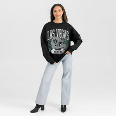Las Vegas Raiders Gameday Couture Women's Oversized Victory Lane Black Label Premium Fleece Sweatshirt - Black Sweatshirts