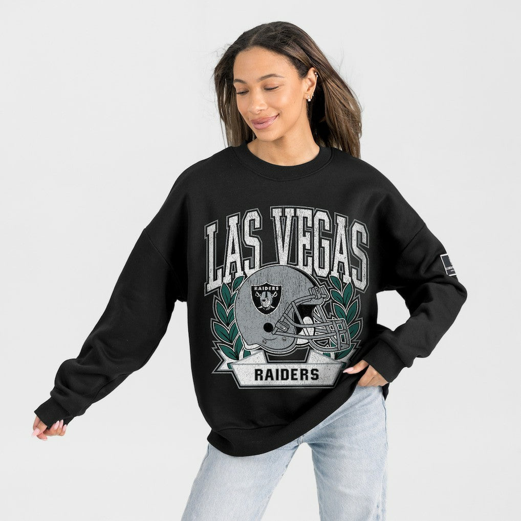 Las Vegas Raiders Gameday Couture Women's Oversized Victory Lane Black Label Premium Fleece Sweatshirt - Black Sweatshirts