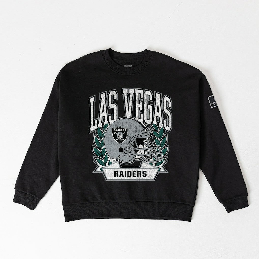 Las Vegas Raiders Gameday Couture Women's Oversized Victory Lane Black Label Premium Fleece Sweatshirt - Black Sweatshirts