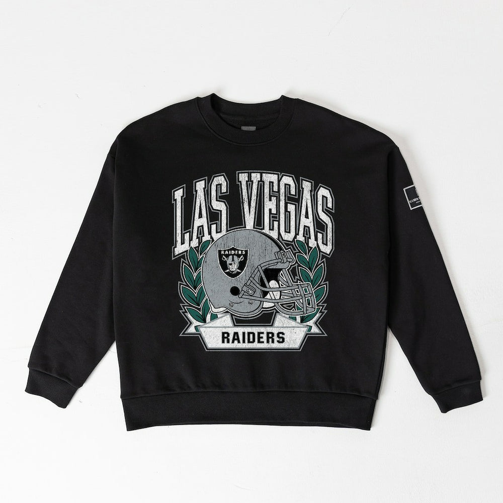 Las Vegas Raiders Gameday Couture Women's Oversized Victory Lane Black Label Premium Fleece Sweatshirt - Black Sweatshirts