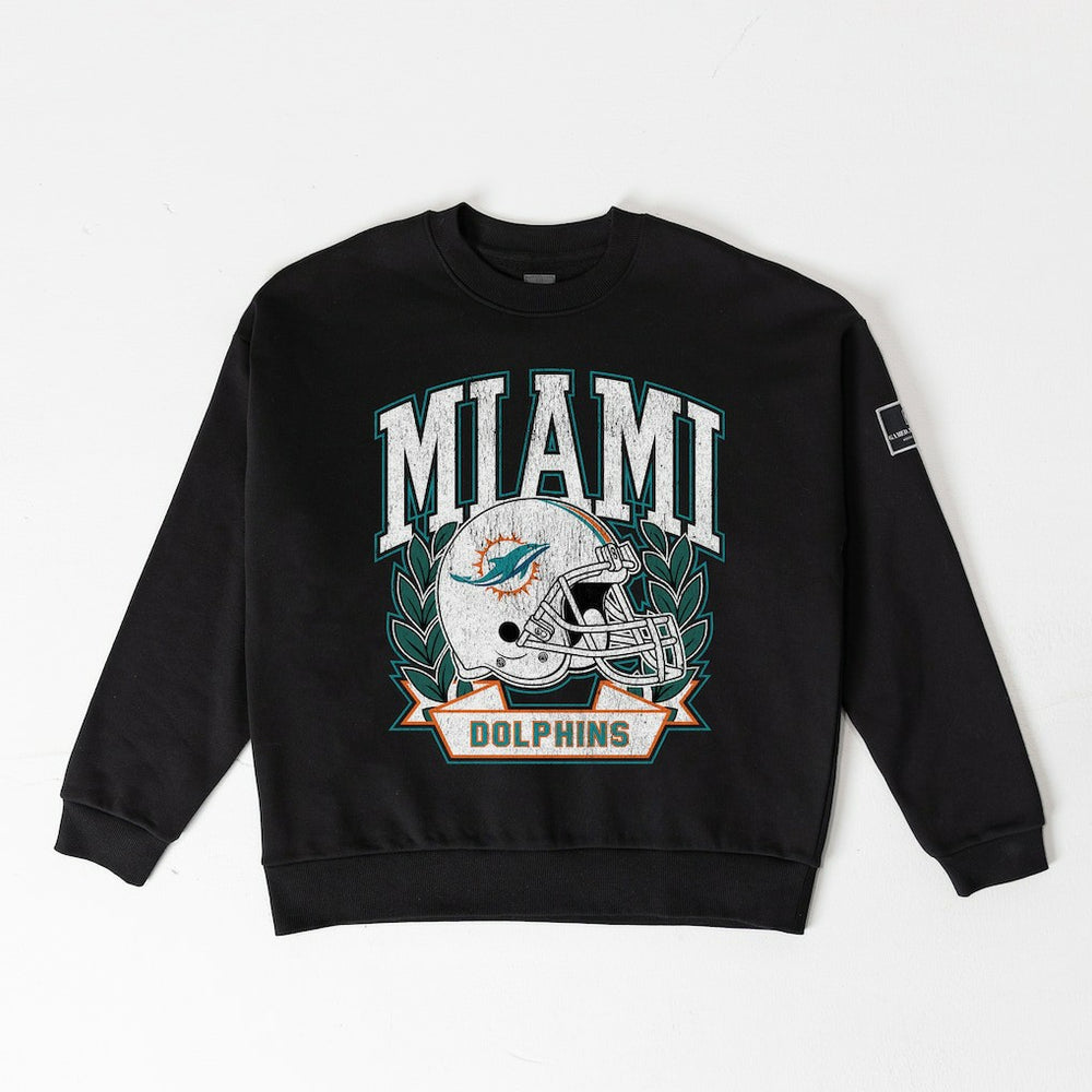 Miami Dolphins Gameday Couture Women's Oversized Victory Lane Black Label Premium Fleece Sweatshirt - Black Sweatshirts
