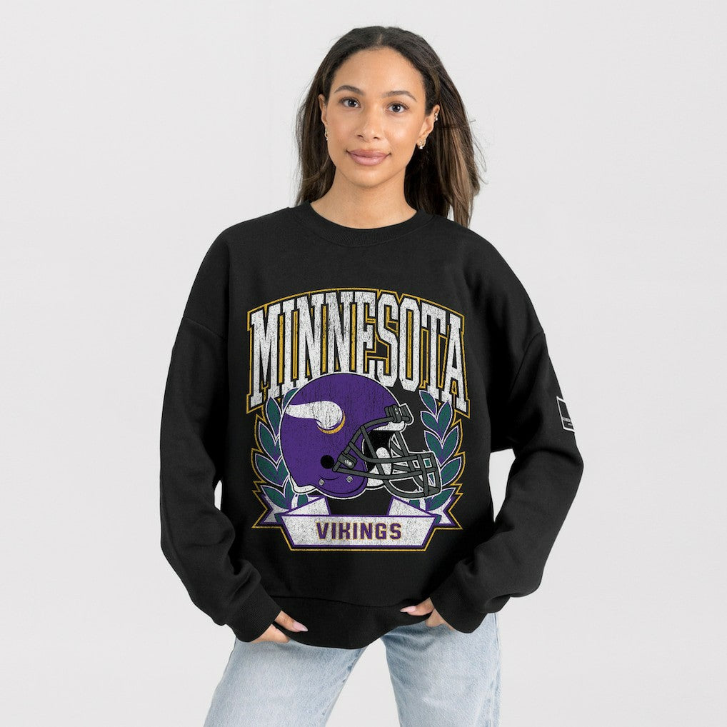 Minnesota Vikings Gameday Couture Women's Oversized Victory Lane Black Label Premium Fleece Sweatshirt - Black Sweatshirts