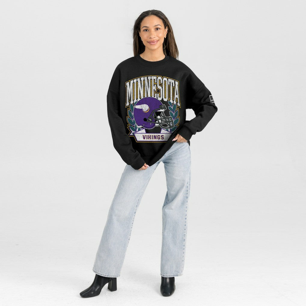 Minnesota Vikings Gameday Couture Women's Oversized Victory Lane Black Label Premium Fleece Sweatshirt - Black Sweatshirts