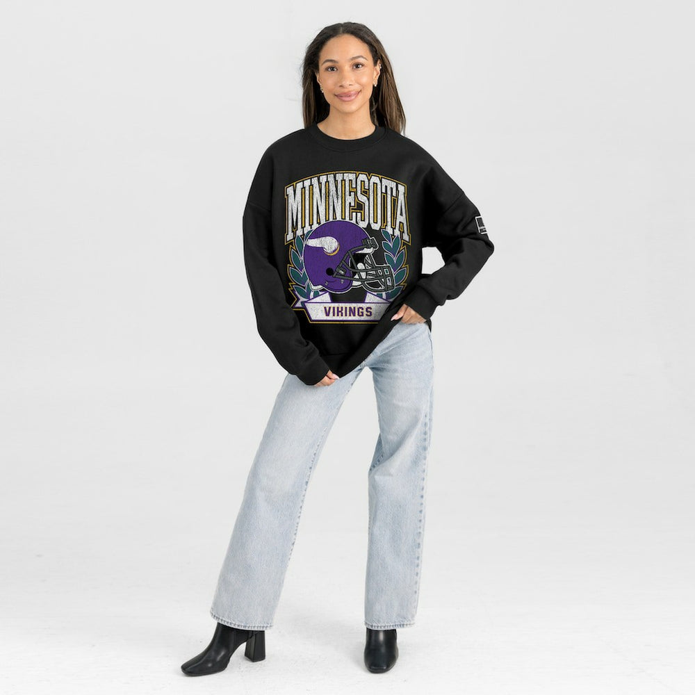 Minnesota Vikings Gameday Couture Women's Oversized Victory Lane Black Label Premium Fleece Sweatshirt - Black Sweatshirts