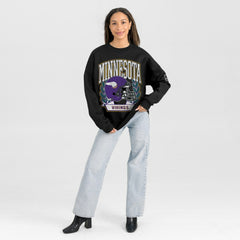 Minnesota Vikings Gameday Couture Women's Oversized Victory Lane Black Label Premium Fleece Sweatshirt - Black Sweatshirts