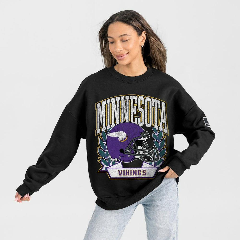 Minnesota Vikings Gameday Couture Women's Oversized Victory Lane Black Label Premium Fleece Sweatshirt - Black Sweatshirts