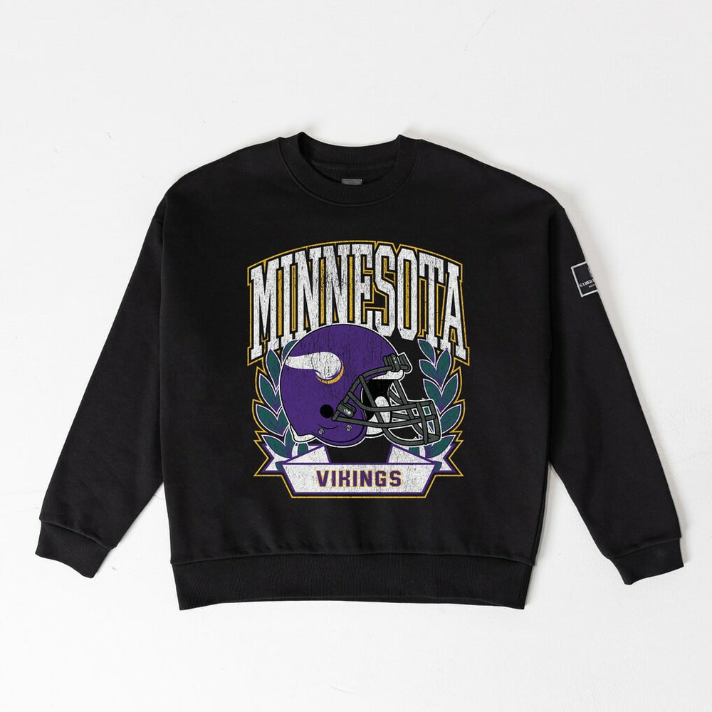 Minnesota Vikings Gameday Couture Women's Oversized Victory Lane Black Label Premium Fleece Sweatshirt - Black Sweatshirts