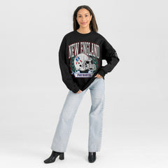 New England Patriots Gameday Couture Women's Oversized Victory Lane Black Label Premium Fleece Sweatshirt - Black Sweatshirts