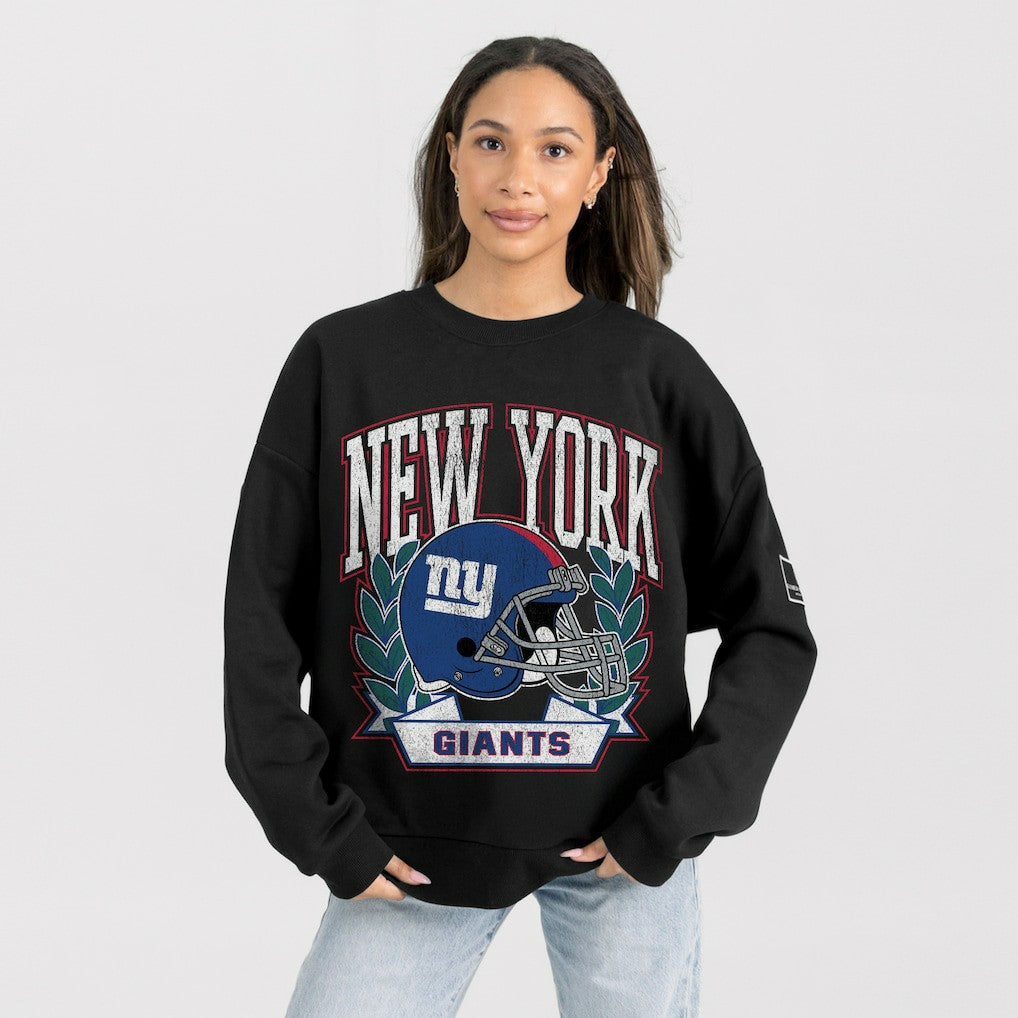 New York Giants Gameday Couture Women's Oversized Victory Lane Black Label Premium Fleece Sweatshirt - Black Sweatshirts