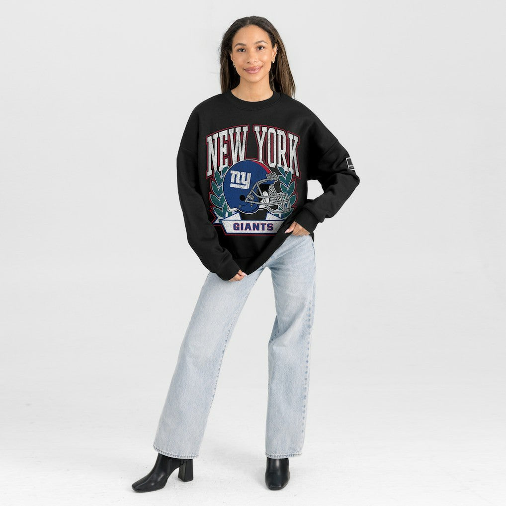 New York Giants Gameday Couture Women's Oversized Victory Lane Black Label Premium Fleece Sweatshirt - Black Sweatshirts