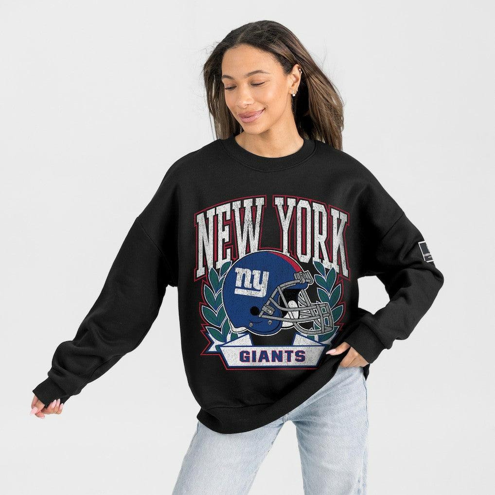 New York Giants Gameday Couture Women's Oversized Victory Lane Black Label Premium Fleece Sweatshirt - Black Sweatshirts