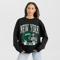 New York Jets Gameday Couture Women's Oversized Victory Lane Black Label Premium Fleece Sweatshirt - Black Sweatshirts
