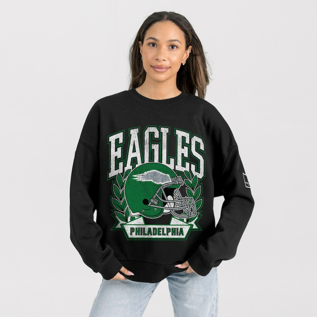 Philadelphia Eagles Gameday Couture Women's Oversized Victory Lane Black Label Premium Fleece Sweatshirt - Black Sweatshirts