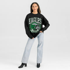 Philadelphia Eagles Gameday Couture Women's Oversized Victory Lane Black Label Premium Fleece Sweatshirt - Black Sweatshirts
