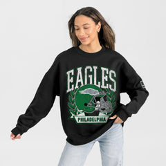 Philadelphia Eagles Gameday Couture Women's Oversized Victory Lane Black Label Premium Fleece Sweatshirt - Black Sweatshirts