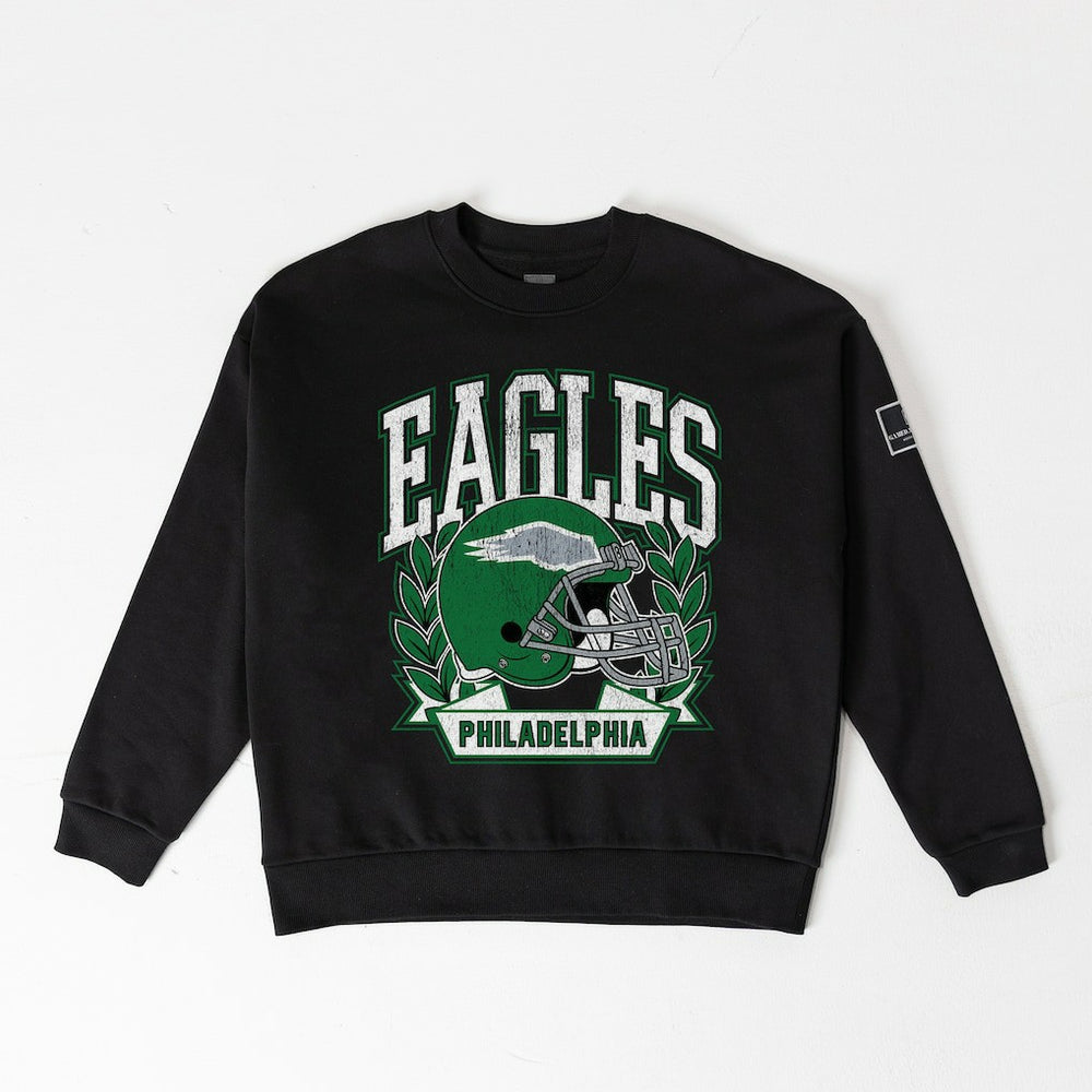 Philadelphia Eagles Gameday Couture Women's Oversized Victory Lane Black Label Premium Fleece Sweatshirt - Black Sweatshirts