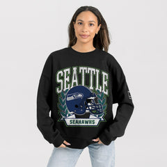 Seattle Seahawks Gameday Couture Women's Oversized Victory Lane Black Label Premium Fleece Sweatshirt - Black Sweatshirts