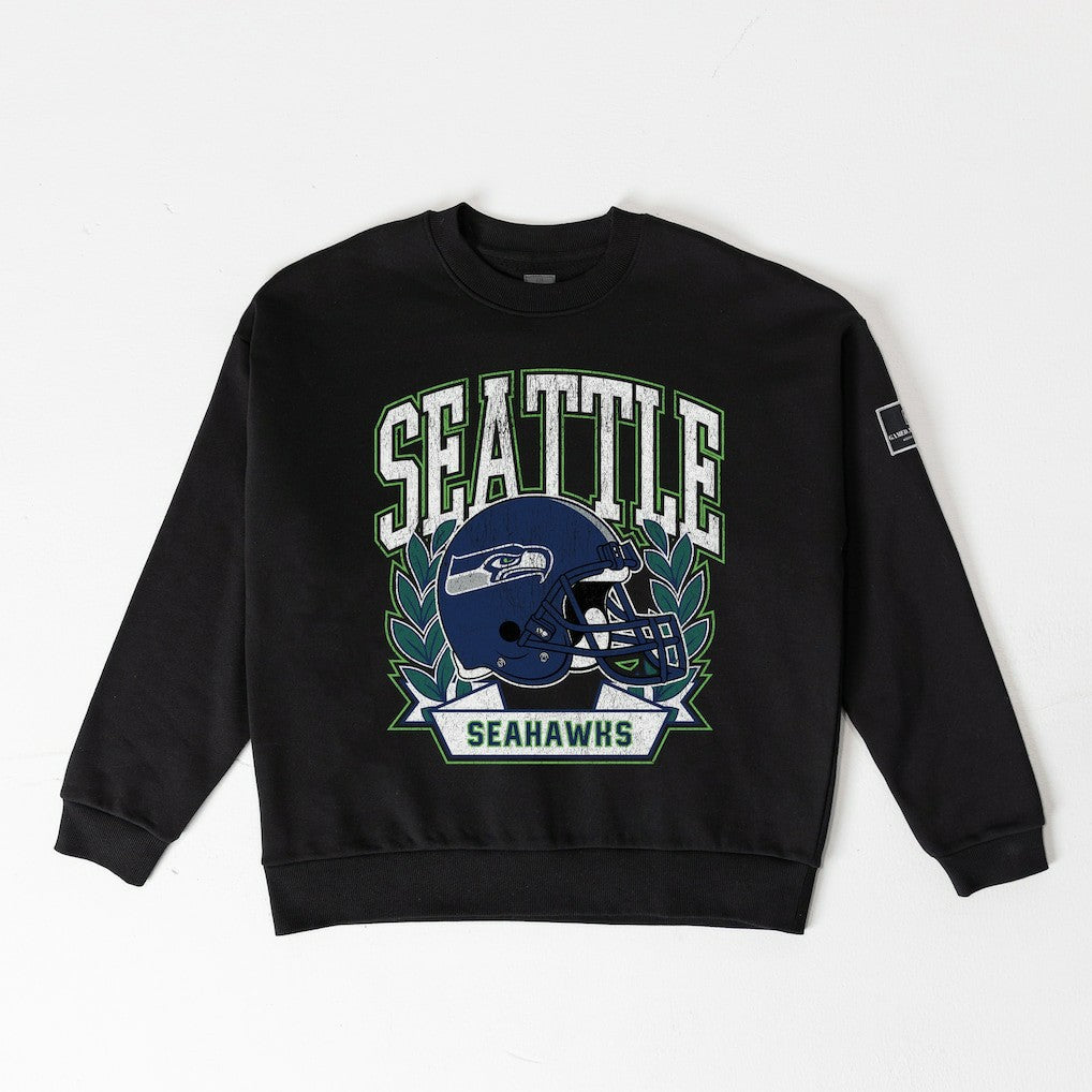 Seattle Seahawks Gameday Couture Women's Oversized Victory Lane Black Label Premium Fleece Sweatshirt - Black Sweatshirts