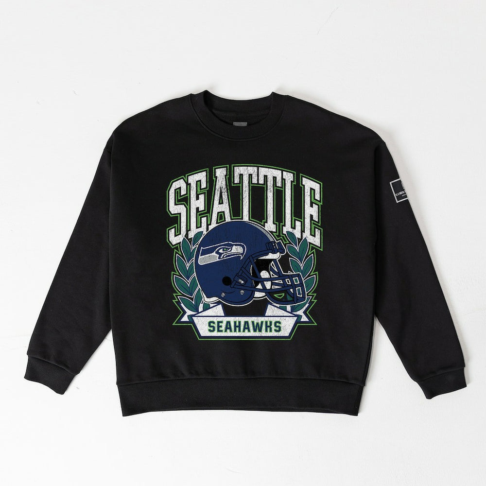 Seattle Seahawks Gameday Couture Women's Oversized Victory Lane Black Label Premium Fleece Sweatshirt - Black Sweatshirts