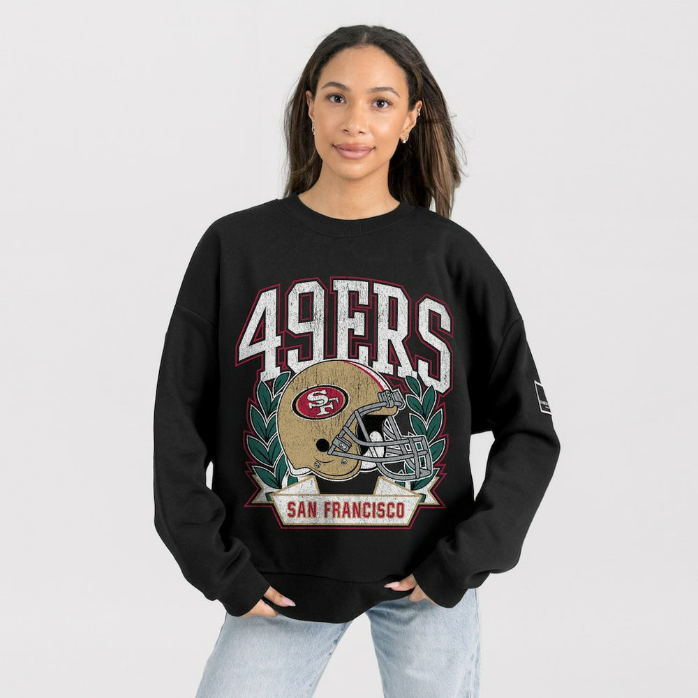 San Francisco 49ers Gameday Couture Women's Oversized Victory Lane Black Label Premium Fleece Sweatshirt - Black Sweatshirts