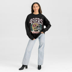 San Francisco 49ers Gameday Couture Women's Oversized Victory Lane Black Label Premium Fleece Sweatshirt - Black Sweatshirts