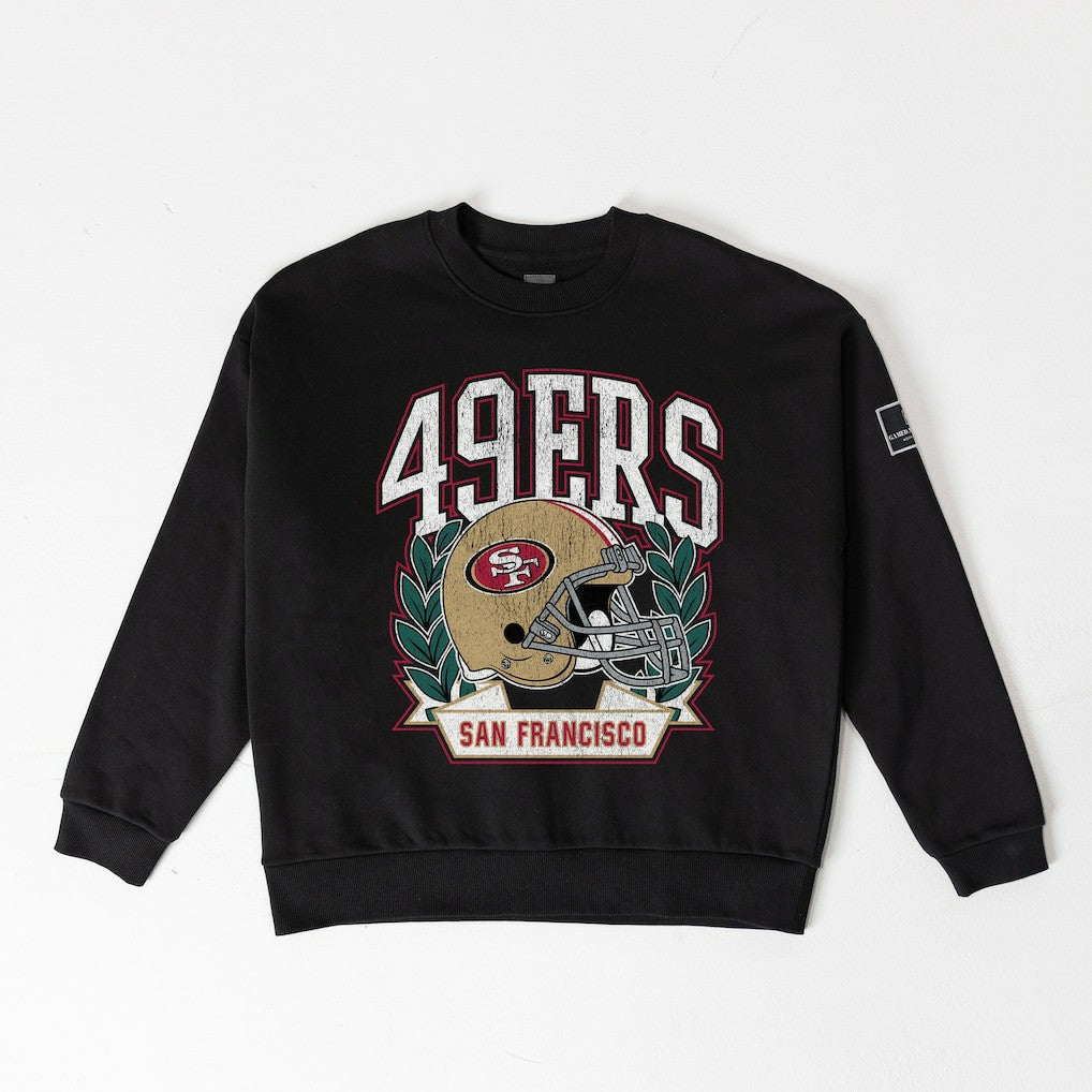 San Francisco 49ers Gameday Couture Women's Oversized Victory Lane Black Label Premium Fleece Sweatshirt - Black Sweatshirts