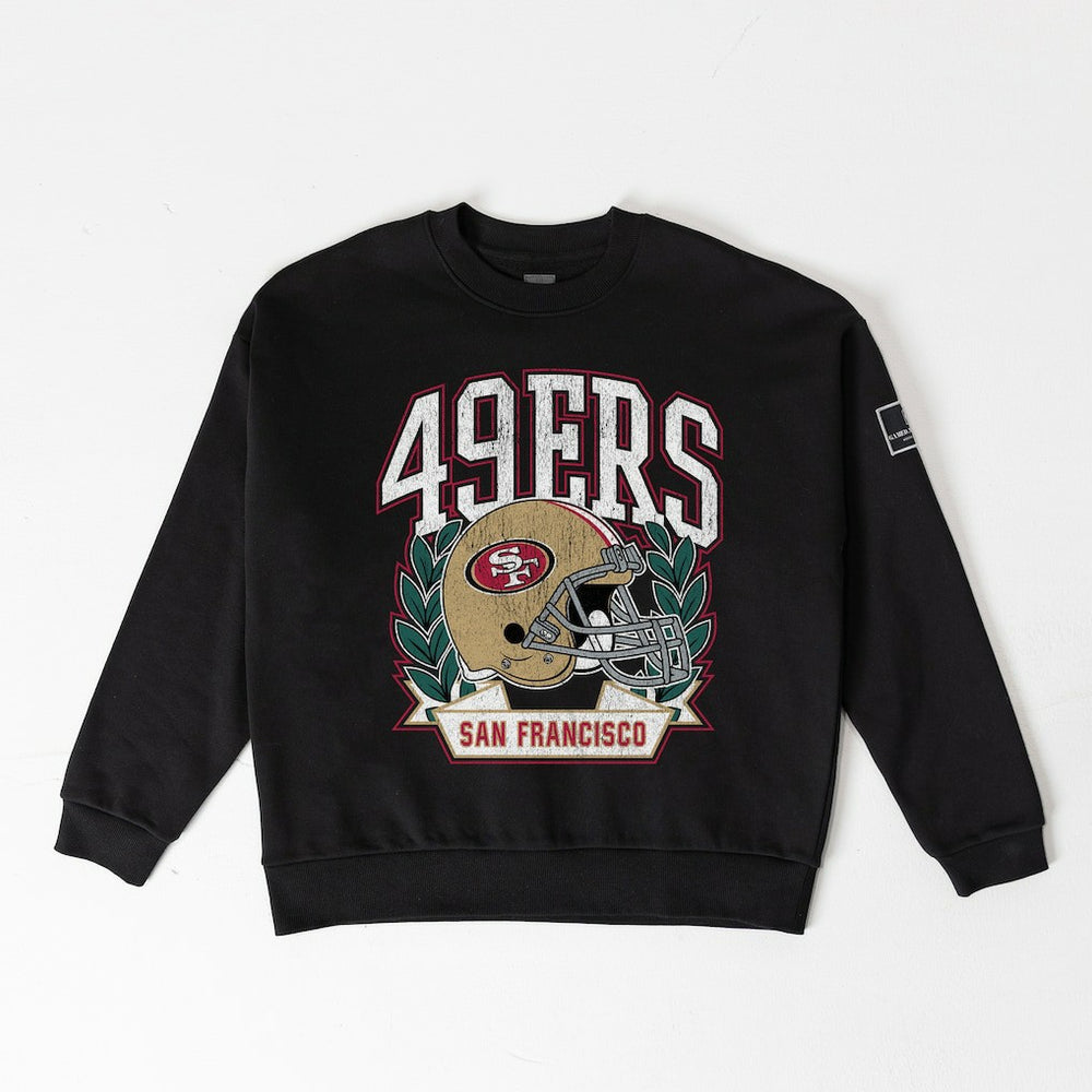 San Francisco 49ers Gameday Couture Women's Oversized Victory Lane Black Label Premium Fleece Sweatshirt - Black Sweatshirts