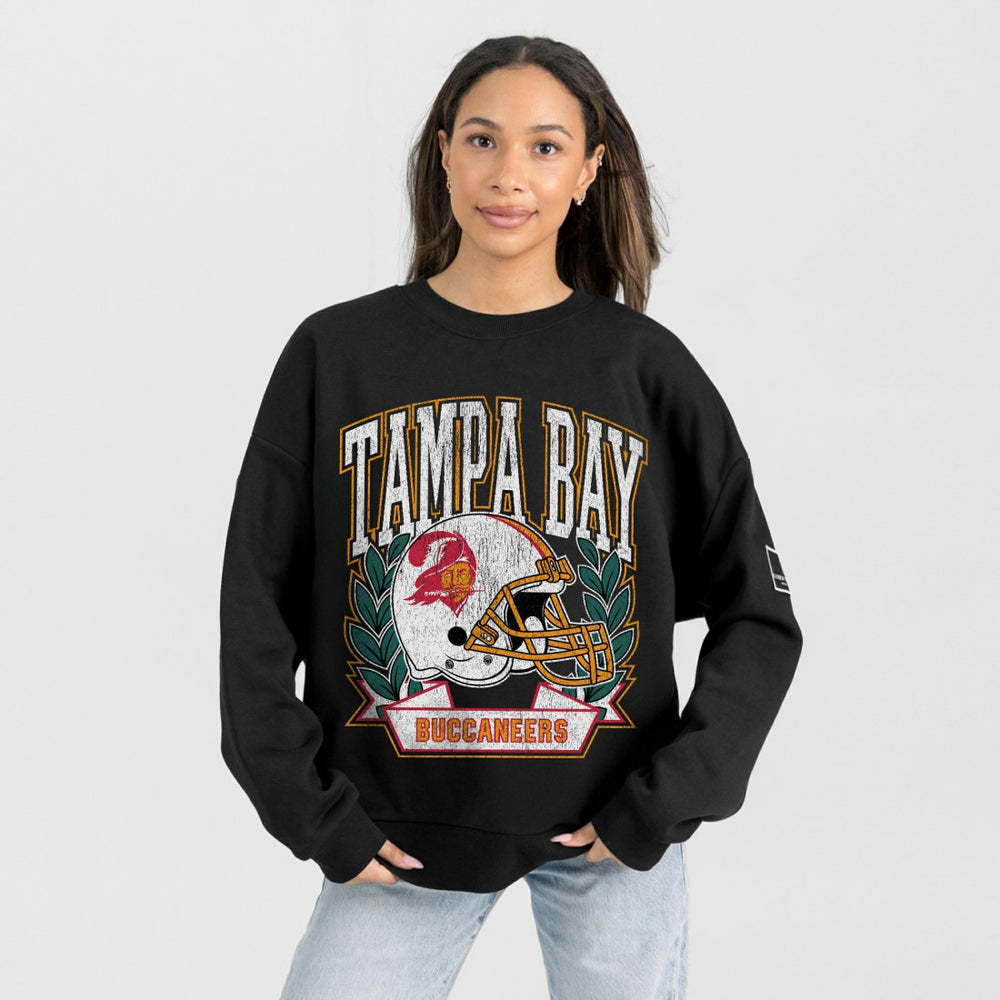 Tampa Bay Buccaneers Gameday Couture Women's Oversized Victory Lane Black Label Premium Fleece Sweatshirt - Black Sweatshirts