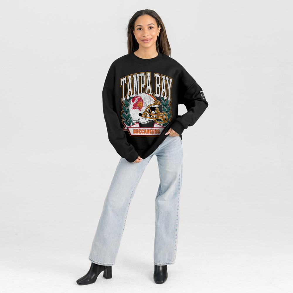 Tampa Bay Buccaneers Gameday Couture Women's Oversized Victory Lane Black Label Premium Fleece Sweatshirt - Black Sweatshirts